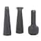 CosmoLiving by Cosmopolitan Set of 3 Dark Gray Ceramic Modern Vase, 12", 13", 11"